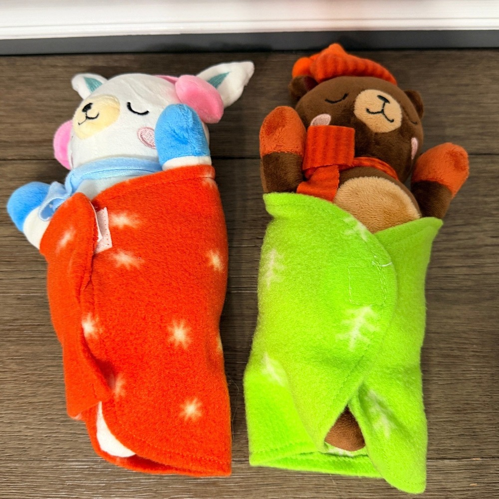 Target Fireside Pals Plush Rabbit Bear Swaddle 10" Stuffed Animal‎ Toy Set